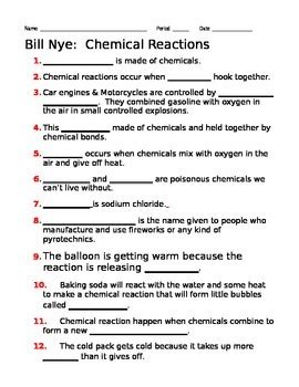 bill nye chemical reactions worksheet answer key